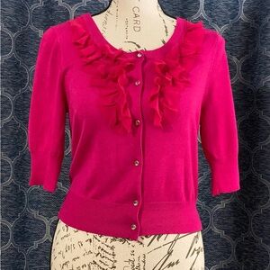 Express Fuchsia Ruffled Cardigan